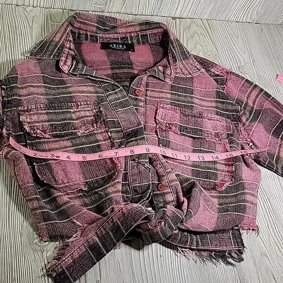 Akira Cool Again Grunge Y2K Flannel Blouse Womens Size Medium - Picture 9 of 11